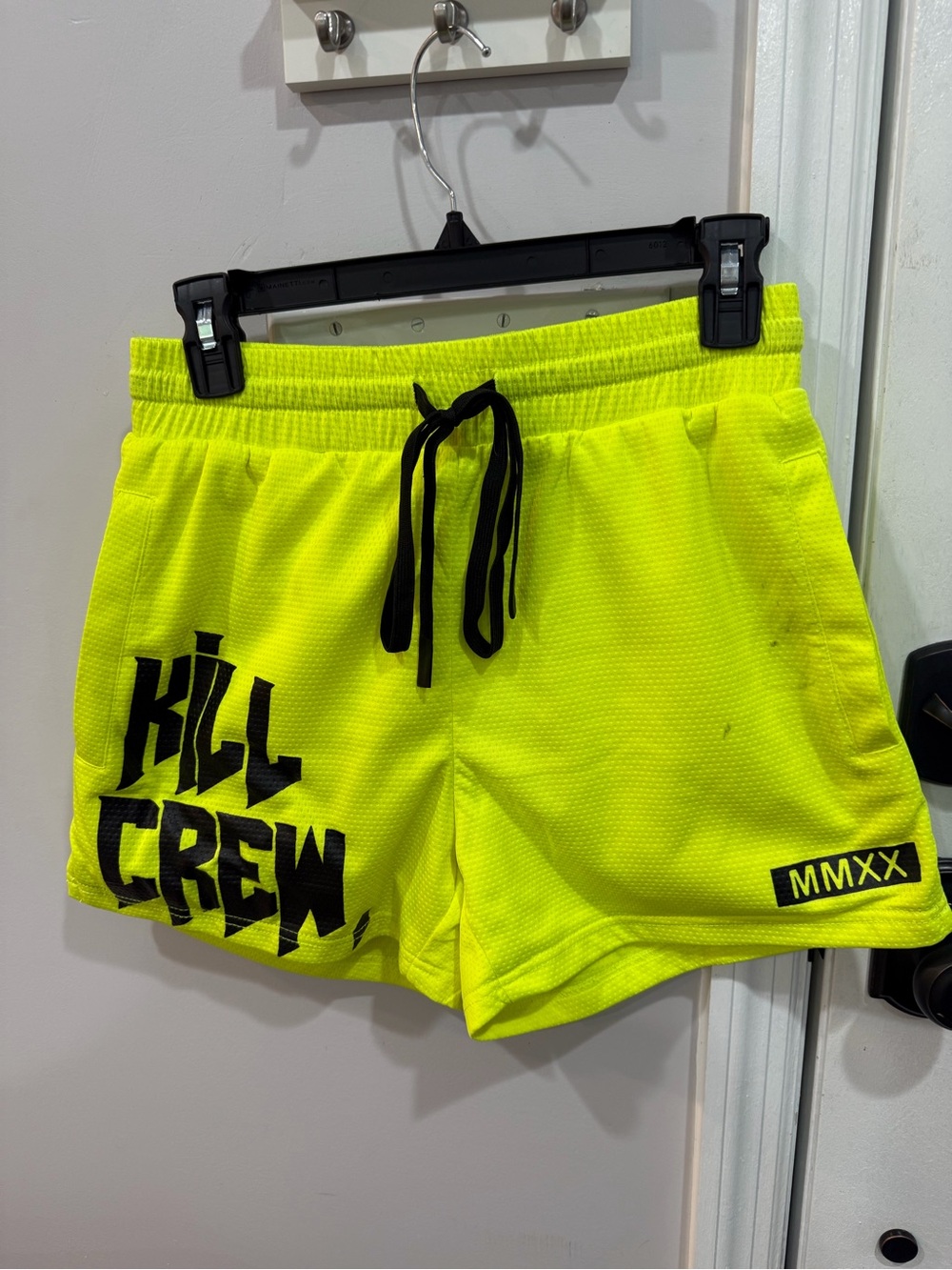 Kill Crew Neon Yellow Athletic Mesh Shorts with Black Accents